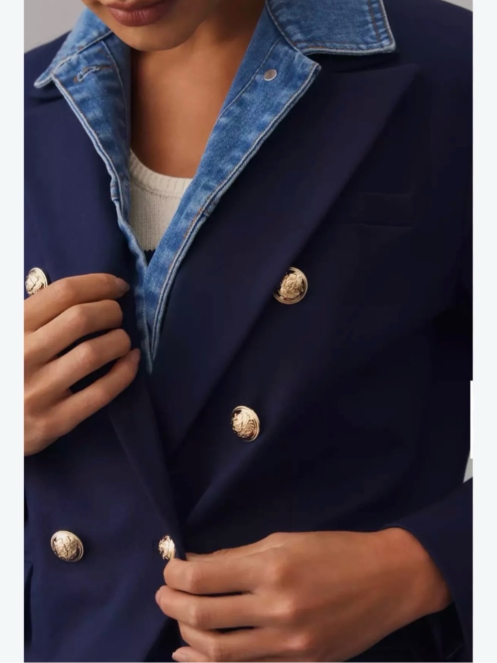 dolan ponte miller Blazer Gold Buttons/removable jean insert XS (AA120)